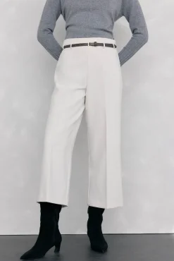 Pedro del Hierro Pantalón culotte con cinturón Beige Clearance