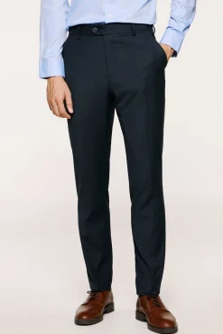 Selected Pantalón de cuadros de traje Slim Fit. Azul marino Clearance