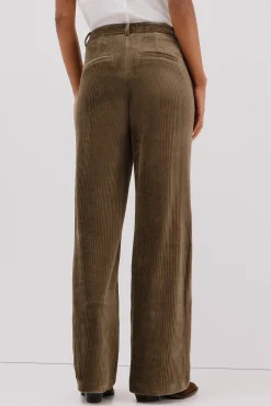 Cortefiel Pantalón de mujer ancho de pana Verde Hot