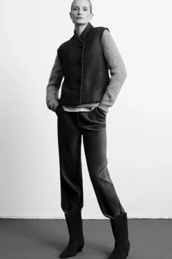 Cortefiel Pantalón de mujer ancho de pana Verde Hot