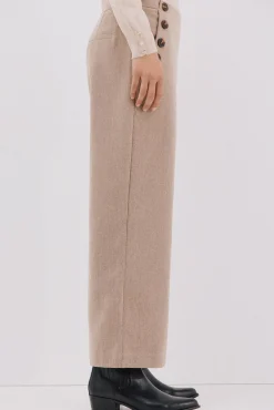 Cortefiel Pantalón de mujer crop y ancho Beige Hot