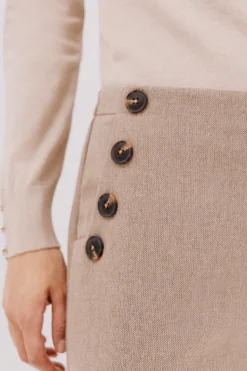 Cortefiel Pantalón de mujer crop y ancho Beige Hot