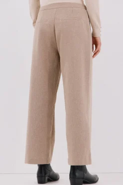 Cortefiel Pantalón de mujer crop y ancho Beige Hot