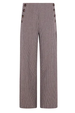 Cortefiel Pantalón de mujer crop y ancho Estampado granate Sale