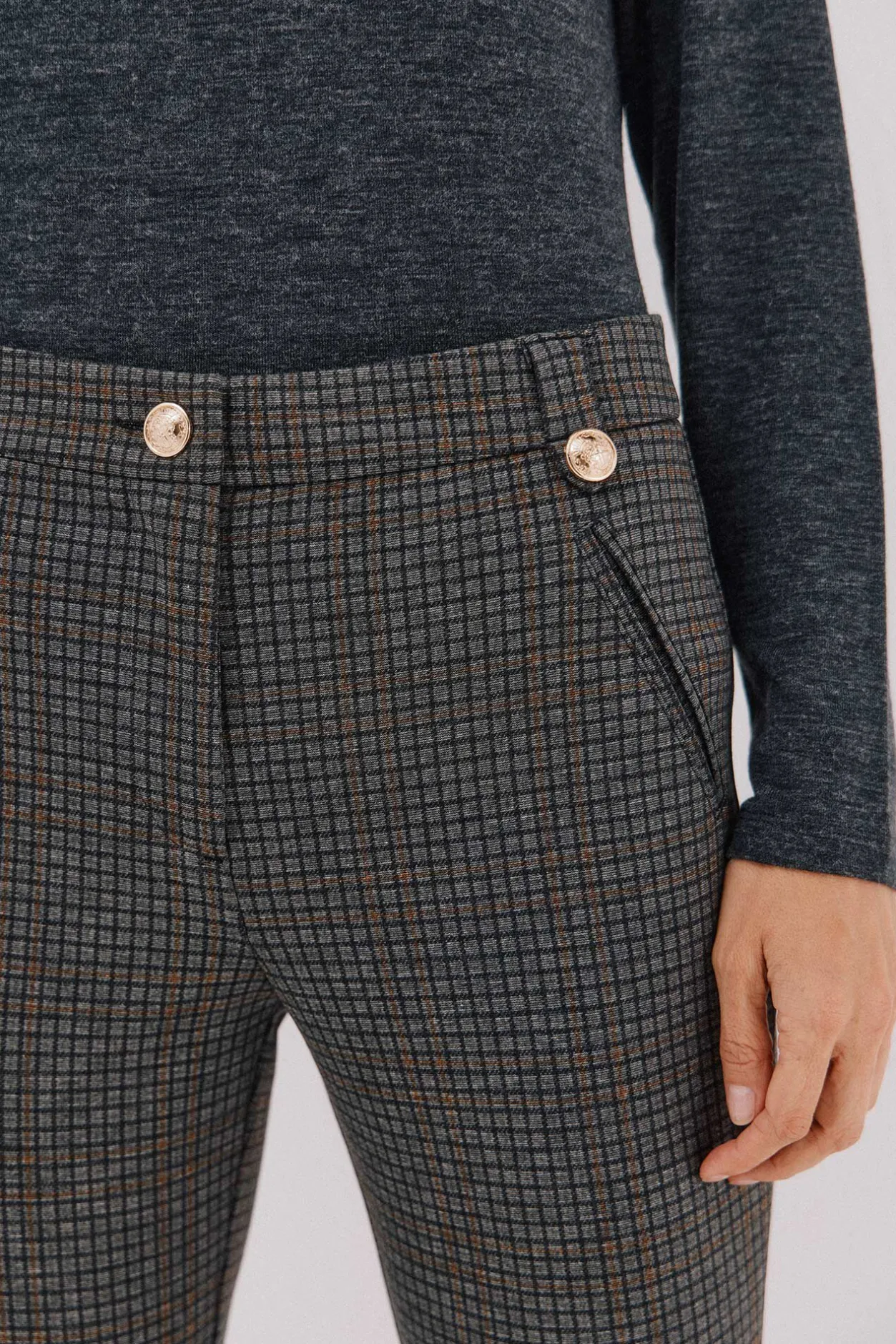 Cortefiel Pantalón de mujer de punto Estampado gris Discount