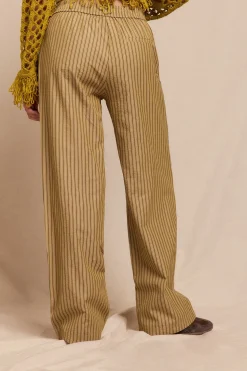 Slowlove Pantalón de rayas pijamero Estampado verde Clearance