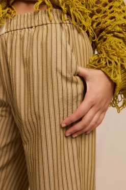 Slowlove Pantalón de rayas pijamero Estampado verde Clearance