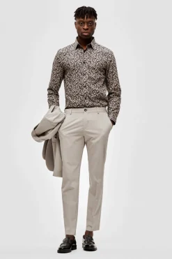 Selected Pantalón de traje slim fit elaborado con materiales reciclados. Beige Clearance