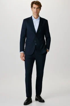 Selected Pantalón de traje Slim Fit con lana Azul marino Clearance