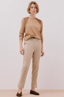 Cortefiel Pantalón de vestir con cinturón Beige Online