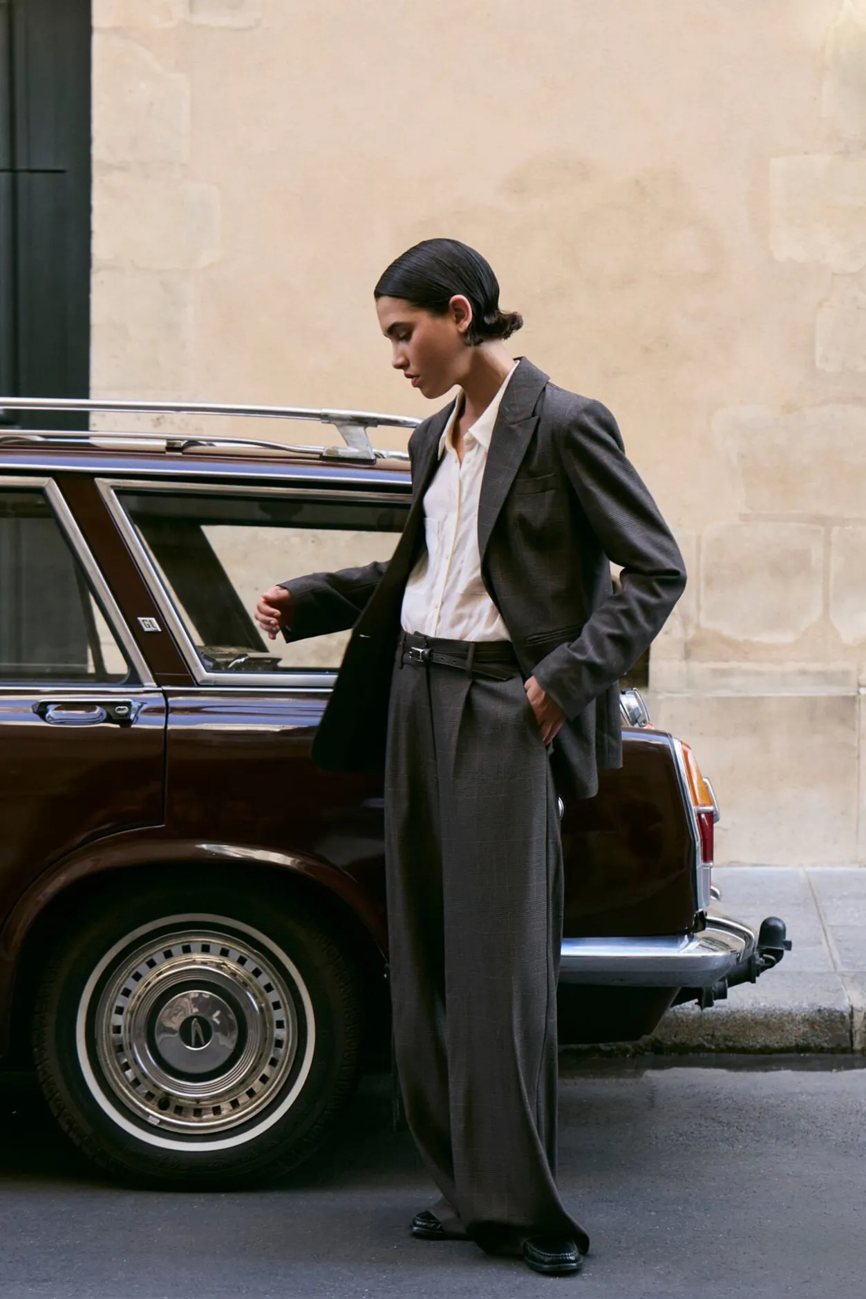 Vila Pantalón de vestir con cuadros Marrón Discount