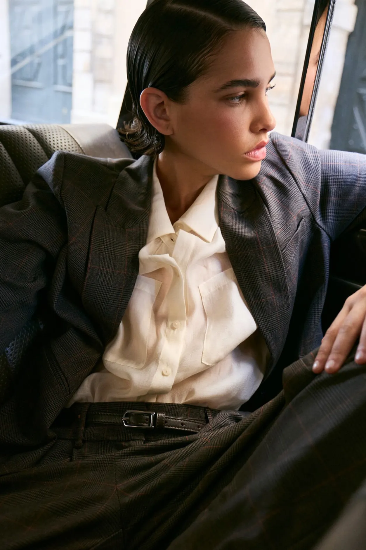 Vila Pantalón de vestir con cuadros Marrón Discount