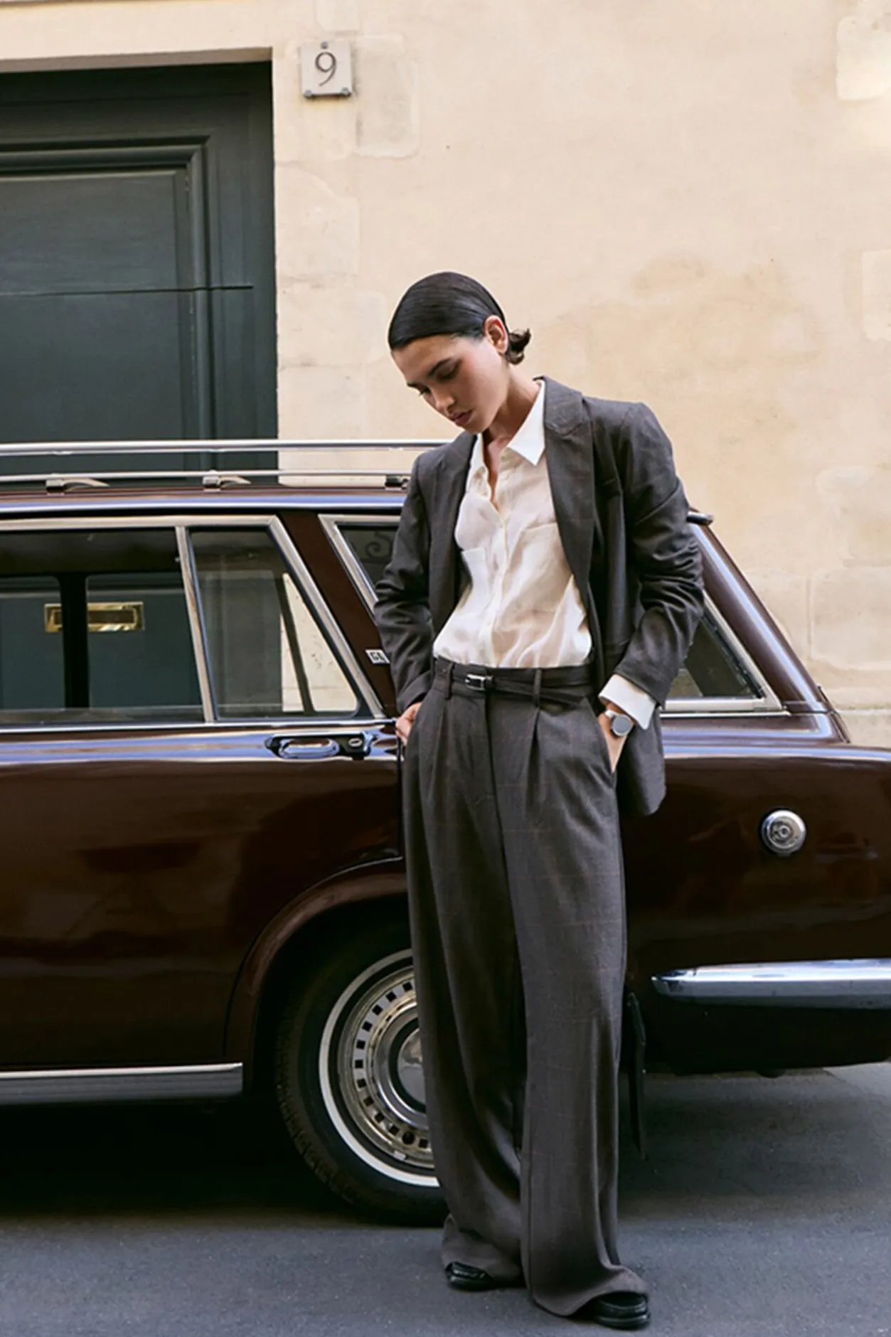 Vila Pantalón de vestir con cuadros Marrón Discount