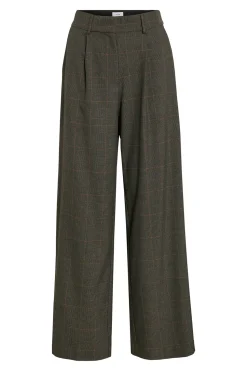 Vila Pantalón de vestir con cuadros Marrón Discount