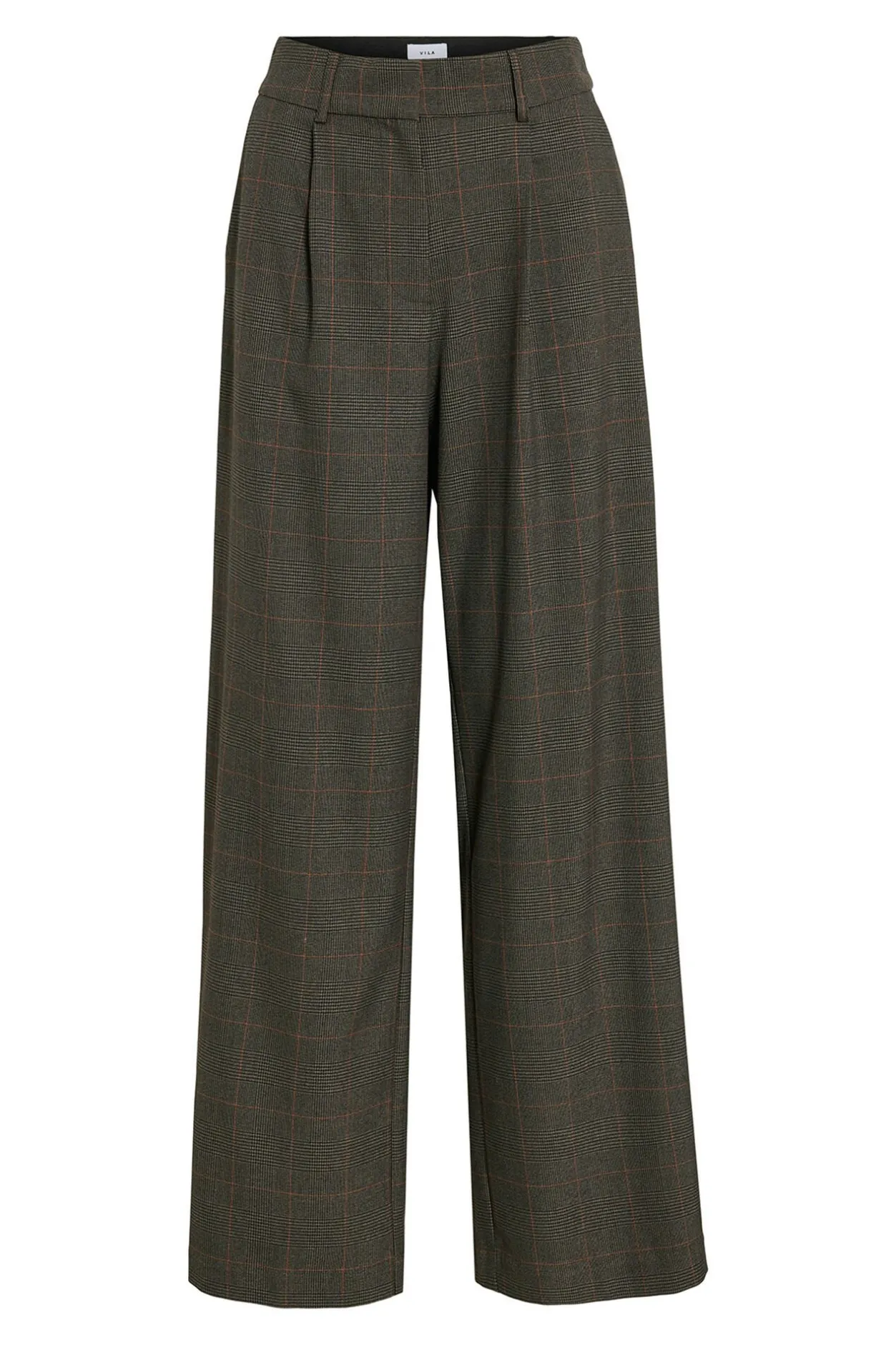 Vila Pantalón de vestir con cuadros Marrón Discount