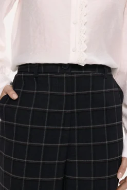Vila Pantalón de vestir de cuadros con viscosa Negro New
