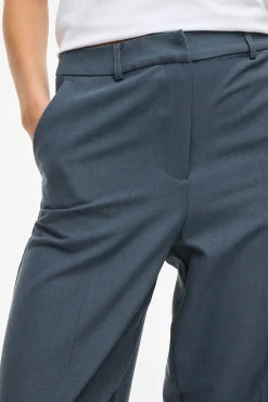 Vila Pantalón de vestir recto con viscosa Azul Sale