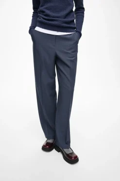 Vila Pantalón de vestir recto con viscosa Azul Sale