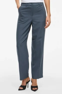 Vila Pantalón de vestir recto con viscosa Azul Sale