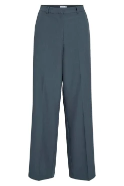 Vila Pantalón de vestir recto con viscosa Azul Sale