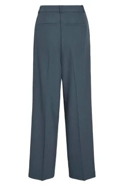 Vila Pantalón de vestir recto con viscosa Azul Sale