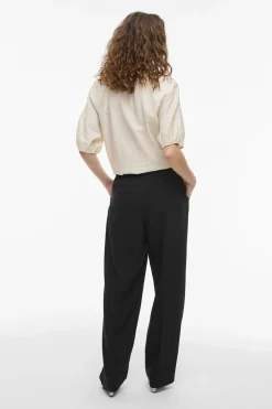 Vila Pantalón de vestir recto con viscosa Negro Hot
