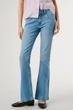 Pepe Jeans Pantalón denim flare tiro bajo Pimlico azul Online