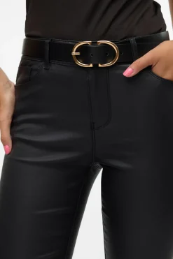 Vero Moda Pantalón efecto encerado Negro Clearance