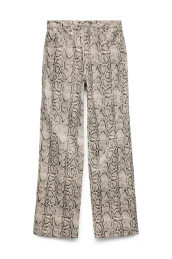 Vero Moda Pantalón efecto piel de serpiente Beige Discount
