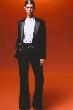 Pedro del Hierro Pantalón flare combinado Negro Hot