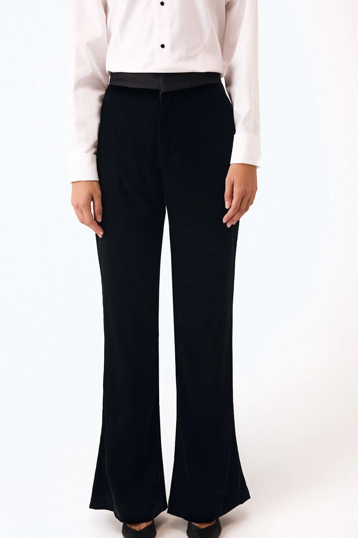 Pedro del Hierro Pantalón flare combinado Negro Hot