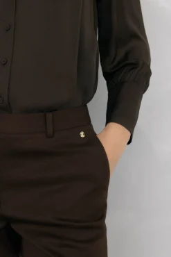 Pedro del Hierro Pantalón flare traje Marr&oacute;n Hot