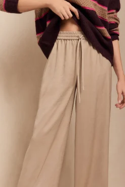 Slowlove Pantalón fluido satinado Beige Sale