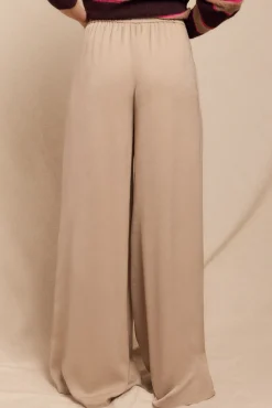 Slowlove Pantalón fluido satinado Beige Sale