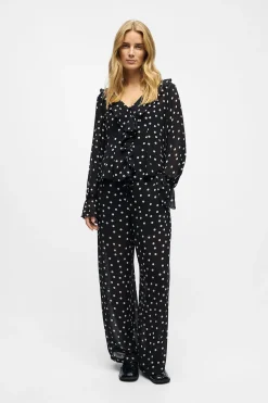 Object Pantalón gasa estampado Negro Sale