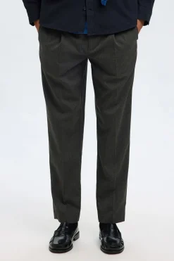 Selected Pantalón informal con pinza Gris oscuro Discount