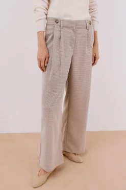 Cortefiel Pantalón largo ancho con pinzas Estampado beige Clearance