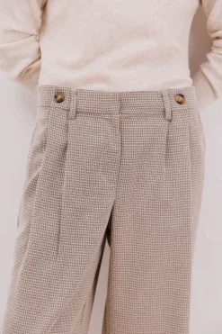 Cortefiel Pantalón largo ancho con pinzas Estampado beige Clearance