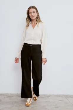 Vila Pantalón largo de pana Negro Sale