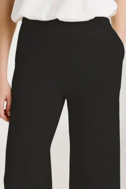 Vila Pantalón largo de punto con viscosa Negro Discount