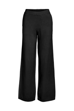 Vila Pantalón largo de punto con viscosa Negro Discount