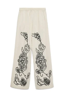 Vero Moda Pantalón largo lino estampado Beige Discount