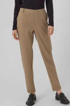 Vero Moda Pantalón liso con cintura normal Marr&oacute;n Best