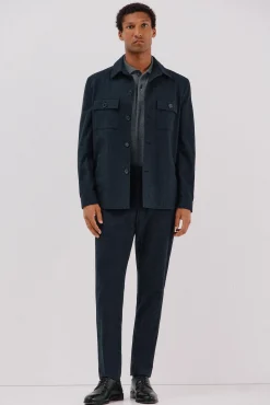 Cortefiel Pantalón microcuadro algodón Azul marino New