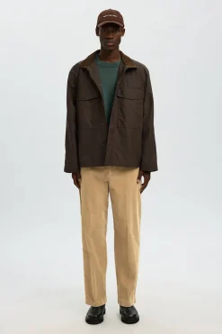 Selected Pantalón pana fit relajado Marr&oacute;n Sale