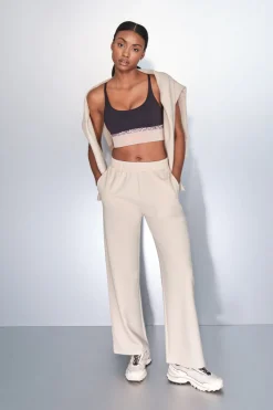 Dash and Stars Pantalón recto ancho canalé beige nude Outlet