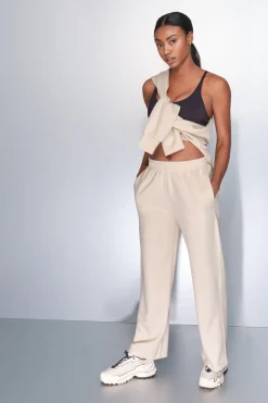 Dash and Stars Pantalón recto ancho canalé beige nude Outlet
