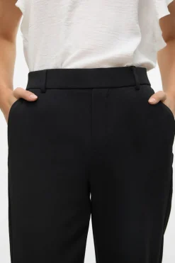 Vero Moda Pantalón recto con cintura elástica Negro Hot