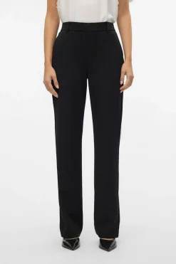 Vero Moda Pantalón recto con cintura elástica Negro Hot