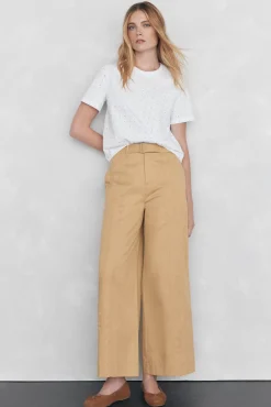 Pedro del Hierro Pantalón recto con detalle de costuras Amarillo Discount